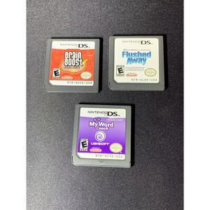 Nintendo DS 3 Game Lot (Brain Boost Beta Wave/ Flushed Away/ My World Coach)